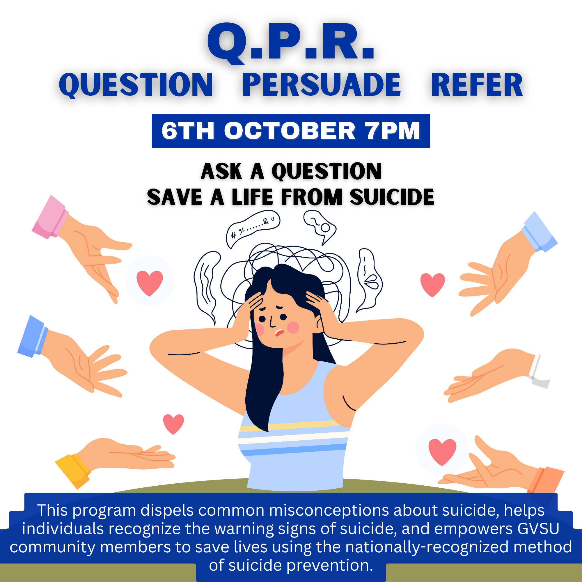 QPR - Question Persuade Refer Training Event on October 6th 2025 at 7pm
